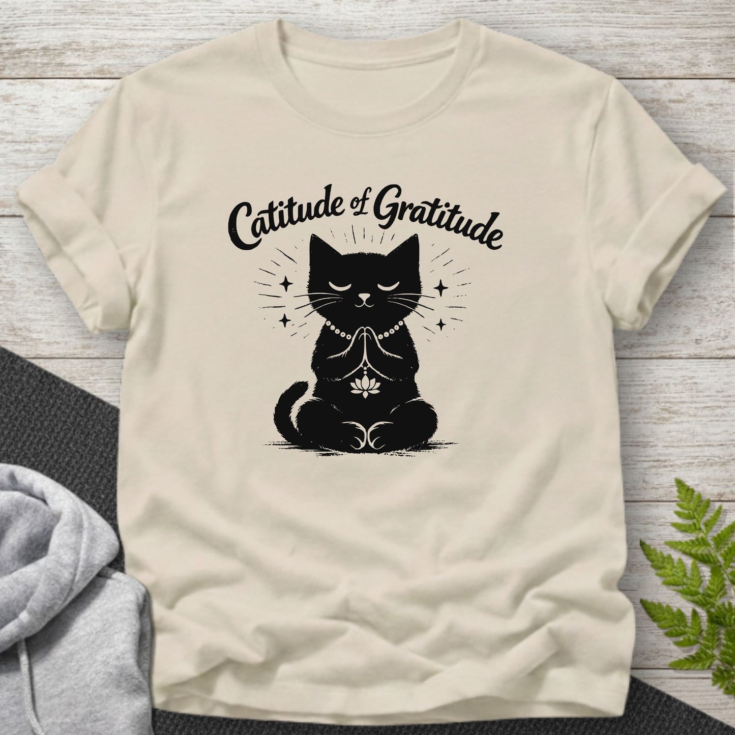 Catitude of Gratitude Meditation Cat T-Shirt