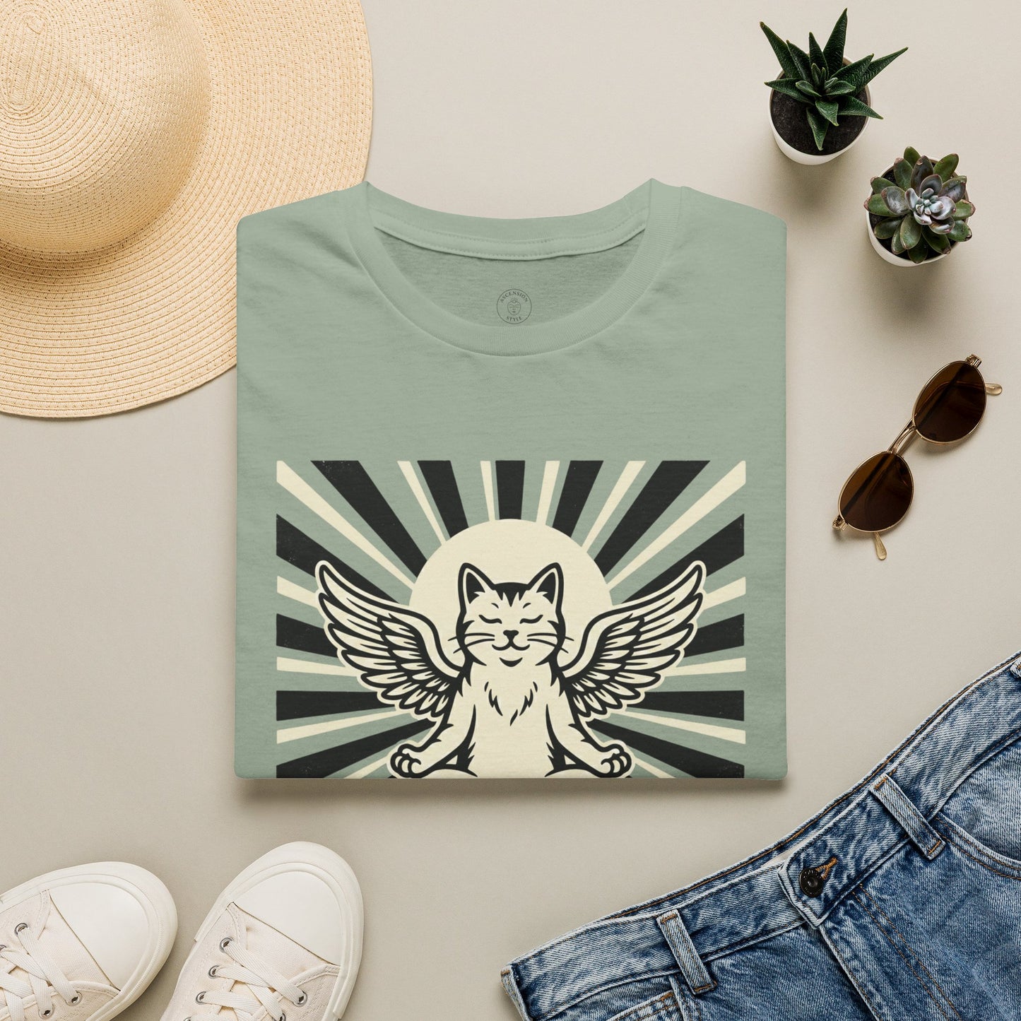 Rise & Shine Meditation Cat T-Shirt