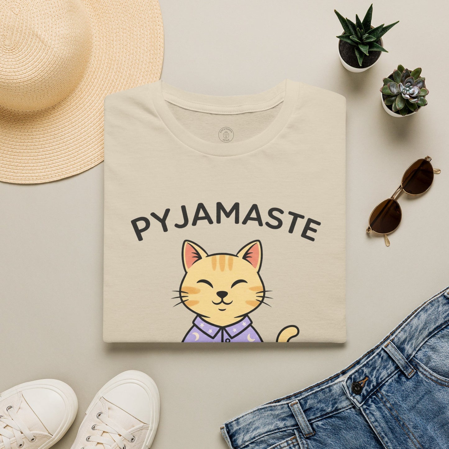 Pyjamaste Meditating Cat T-Shirt