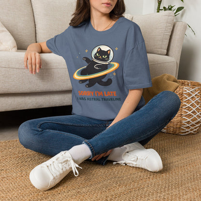 Sorry I'm Late, Astral Traveling Cat T-Shirt