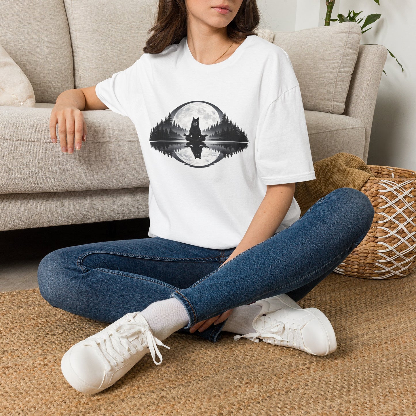 Moonlit Wolf Meditation T-Shirt