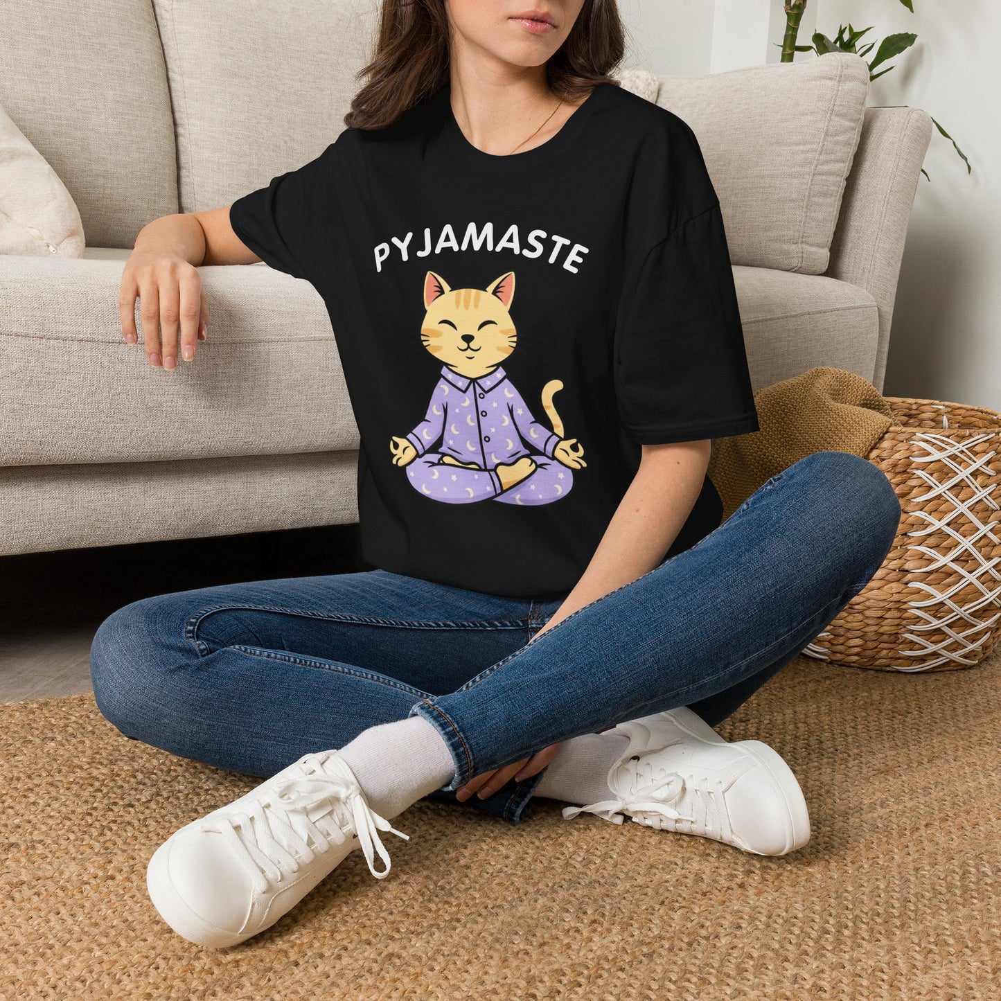 Pyjamaste Meditating Cat T-Shirt