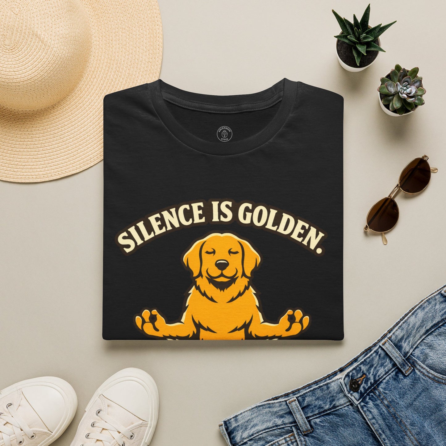 Silence Is Golden Meditating Dog T-Shirt