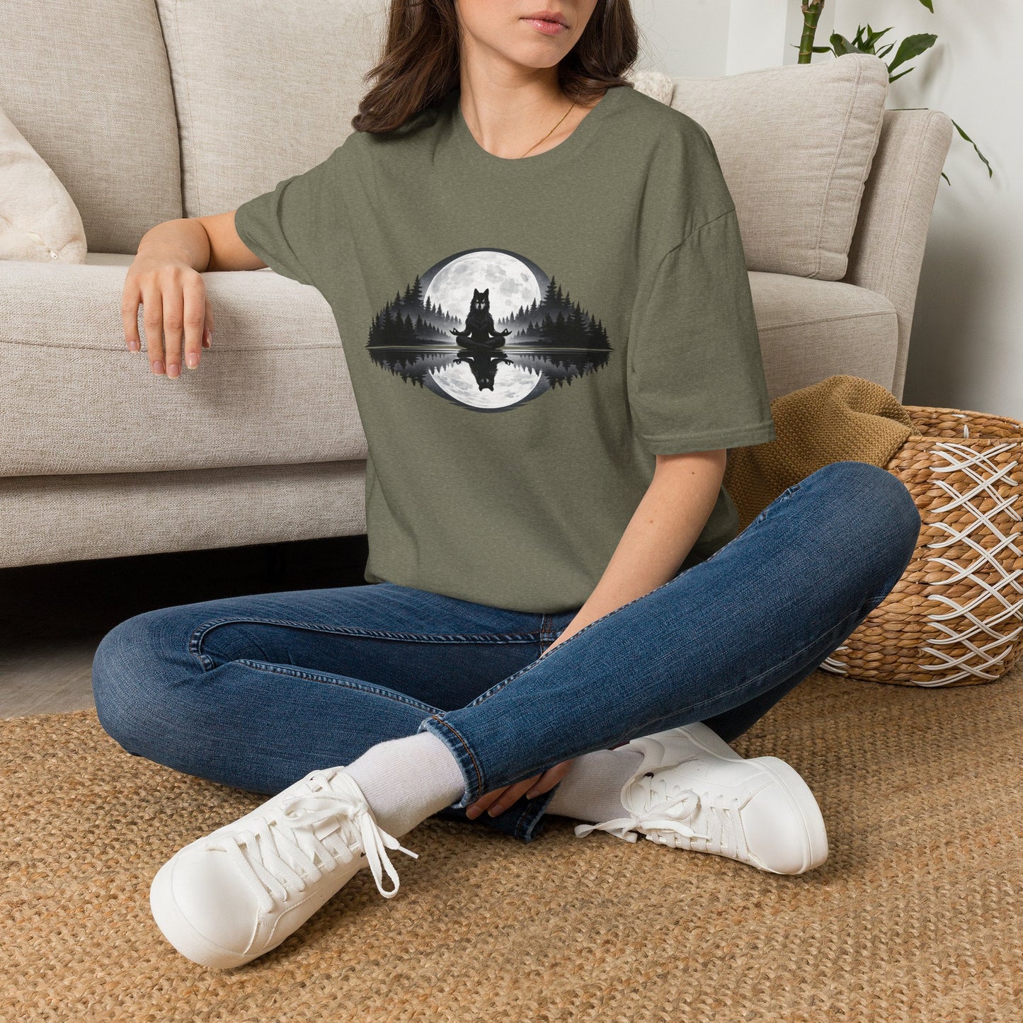 Moonlit Wolf Meditation T-Shirt