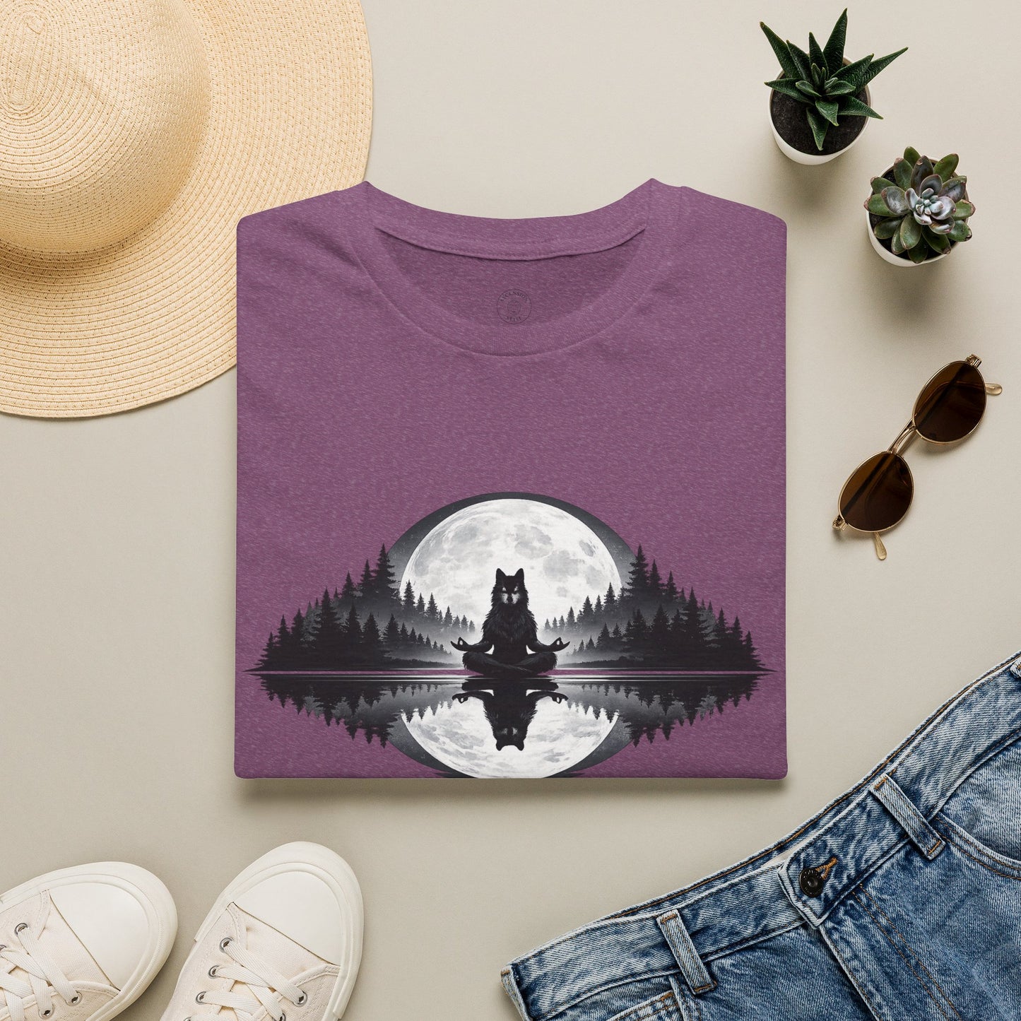 Moonlit Wolf Meditation T-Shirt