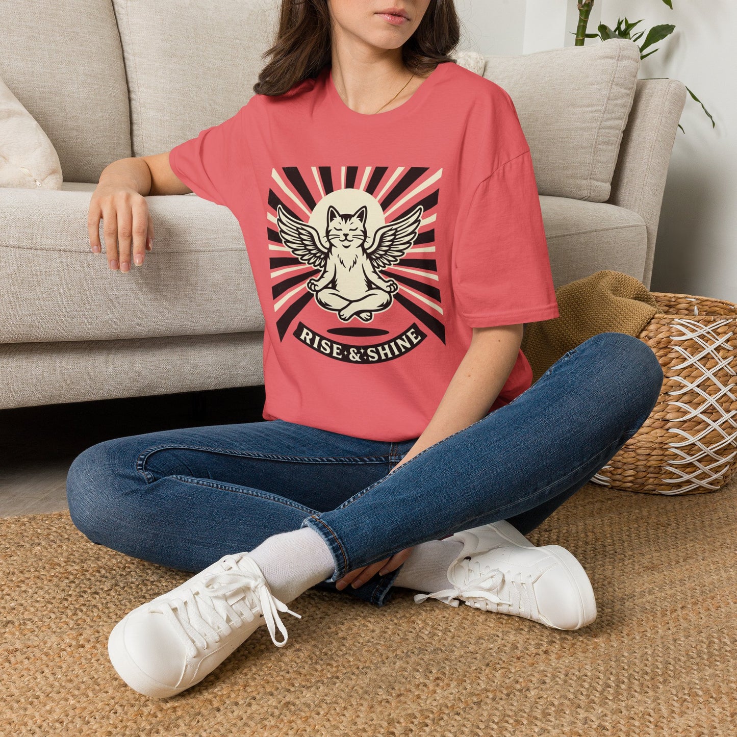 Rise & Shine Meditation Cat T-Shirt