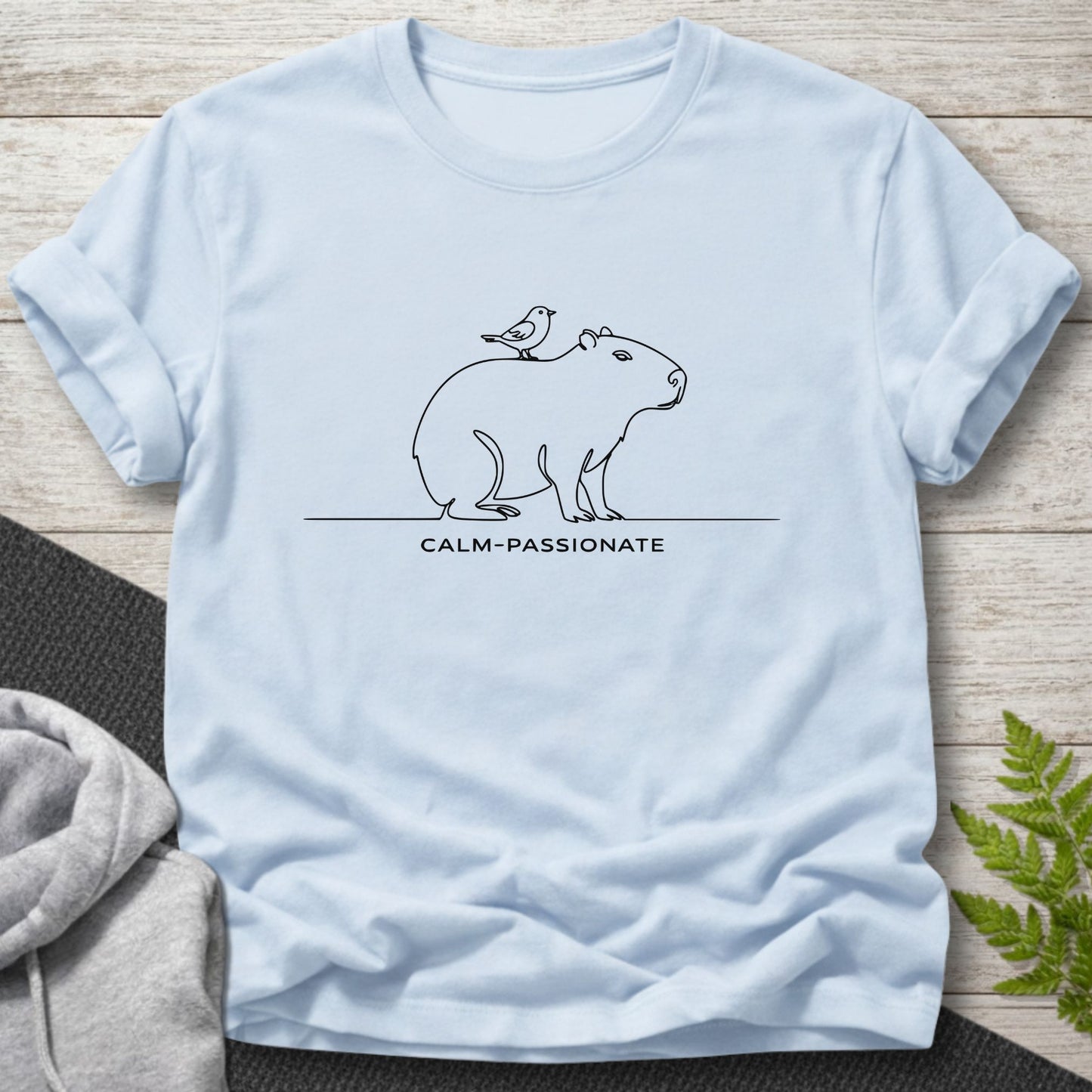 Calm-Passionate – Minimalist Capybara Mindfulness Tee
