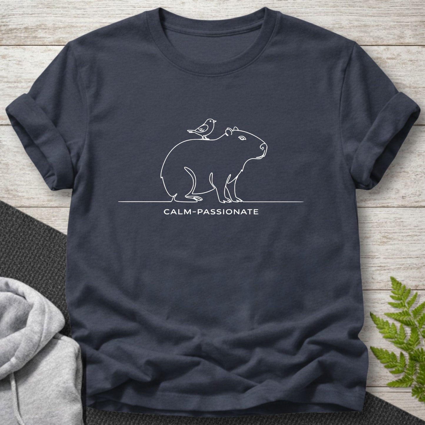 Calm-Passionate – Minimalist Capybara Mindfulness Tee