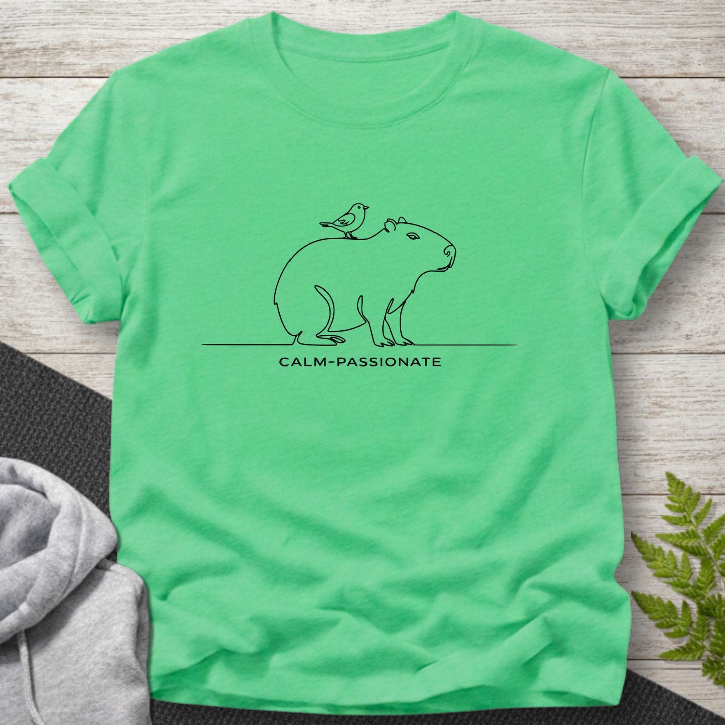 Calm-Passionate – Minimalist Capybara Mindfulness Tee