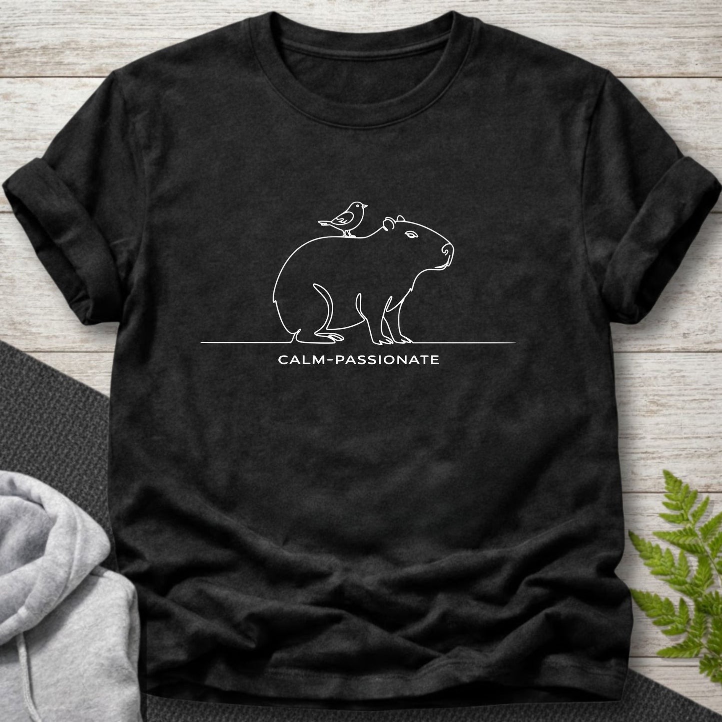 Calm-Passionate – Minimalist Capybara Mindfulness Tee
