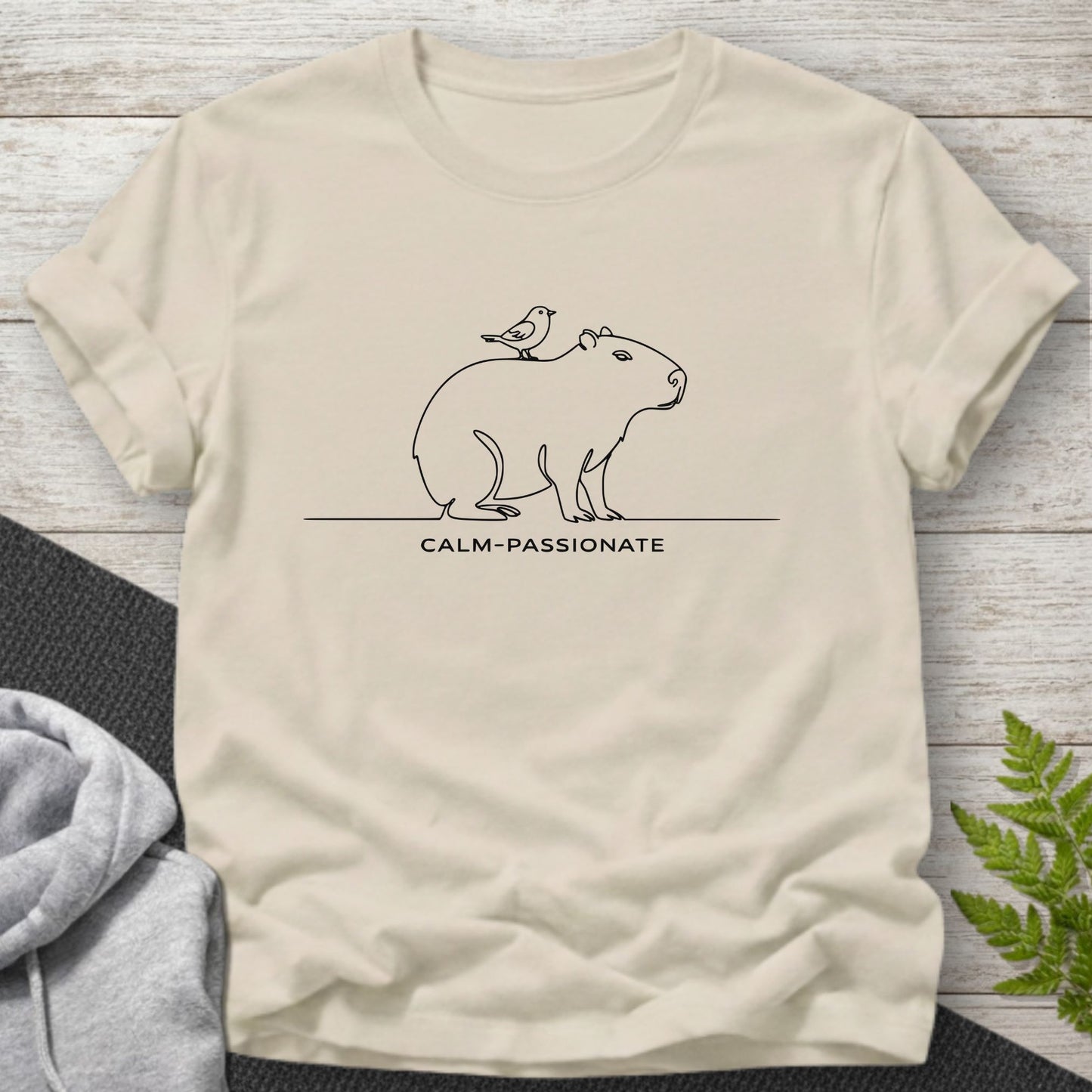 Calm-Passionate – Minimalist Capybara Mindfulness Tee