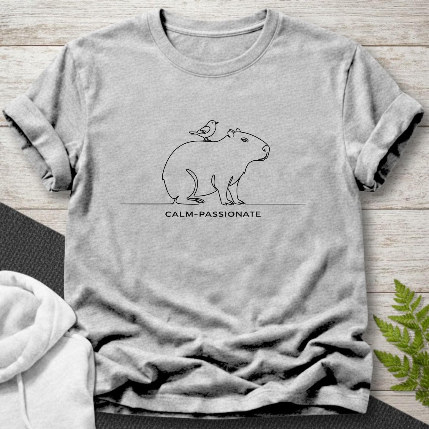 Calm-Passionate – Minimalist Capybara Mindfulness Tee