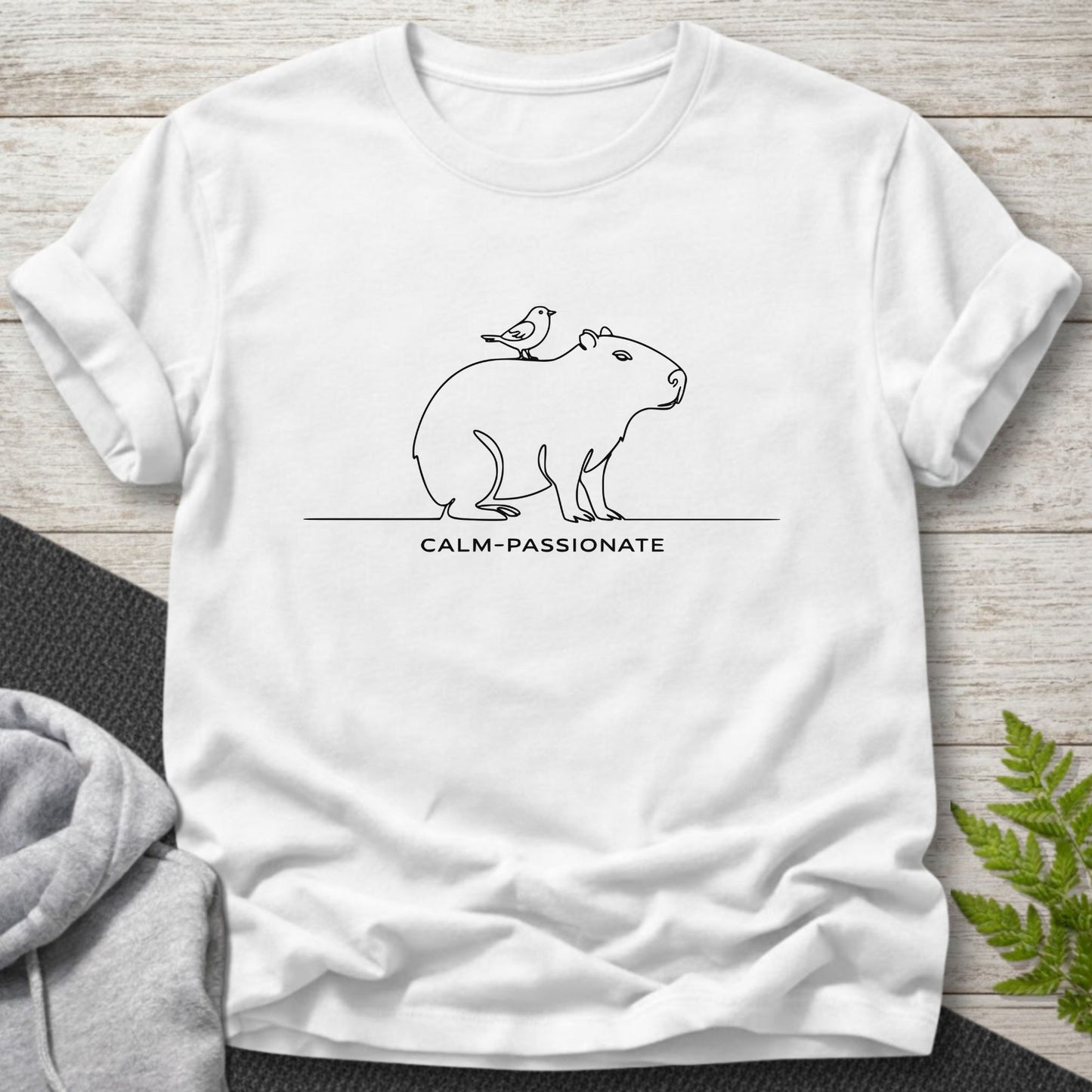 Calm-Passionate – Minimalist Capybara Mindfulness Tee
