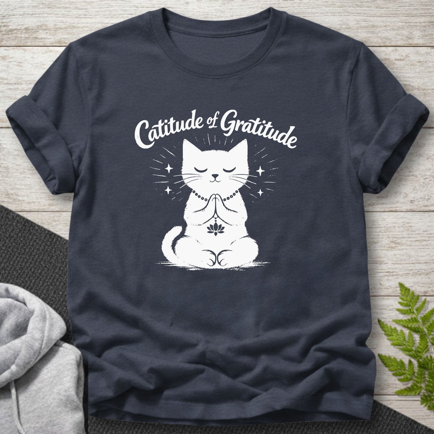 Catitude of Gratitude Meditation Cat T-Shirt