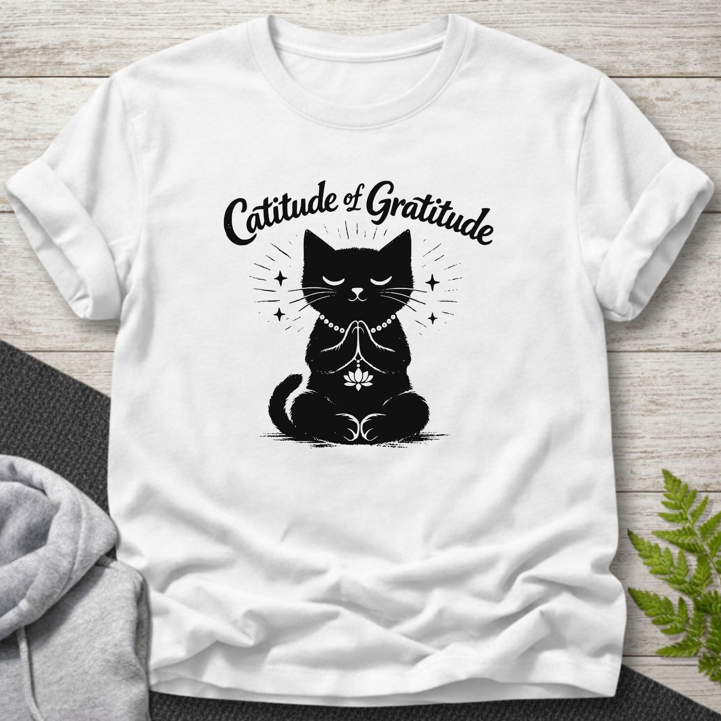 Catitude of Gratitude Meditation Cat T-Shirt