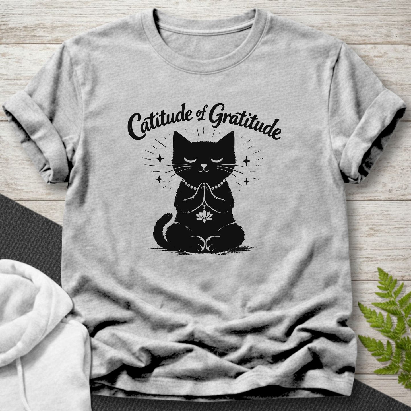 Catitude of Gratitude Meditation Cat T-Shirt