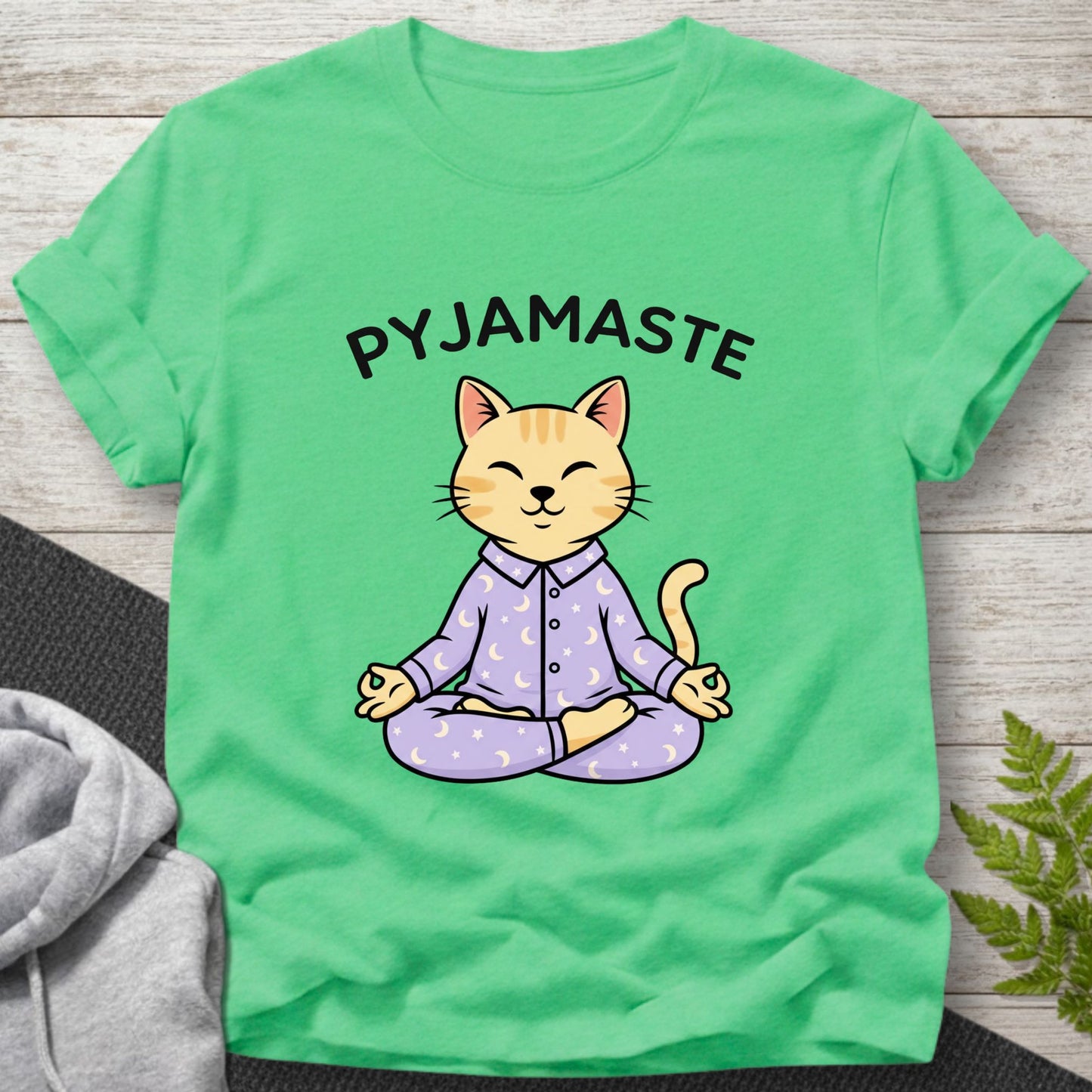 Pyjamaste – Cute Meditating Cat T-Shirt
