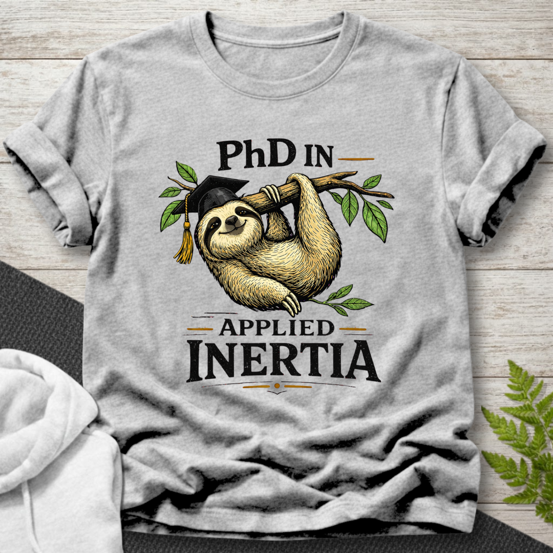 PhD in Applied Inertia – Sloth T-Shirt
