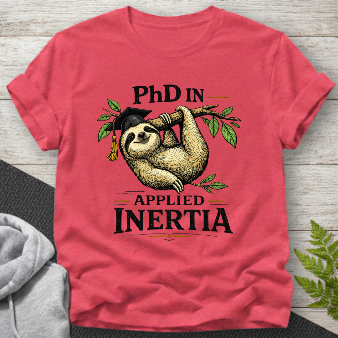 PhD in Applied Inertia – Sloth T-Shirt