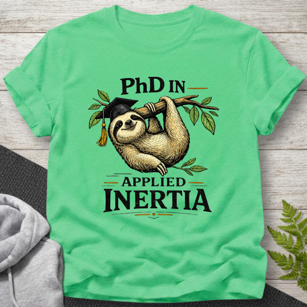 PhD in Applied Inertia – Sloth T-Shirt