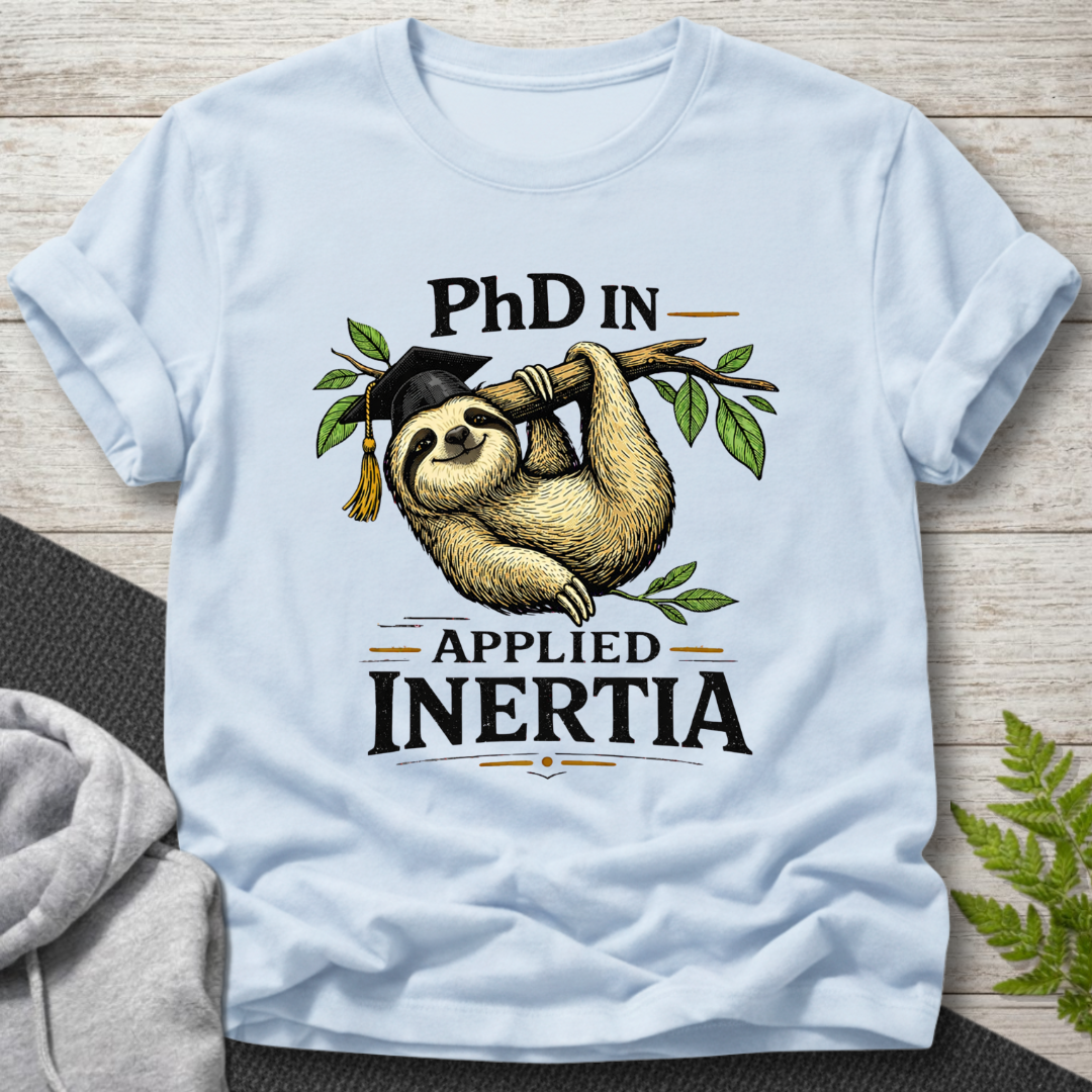 PhD in Applied Inertia – Sloth T-Shirt