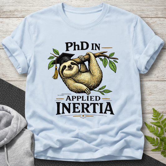PhD in Applied Inertia – Sloth T-Shirt