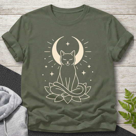 Meditating Cat Moon T-Shirt