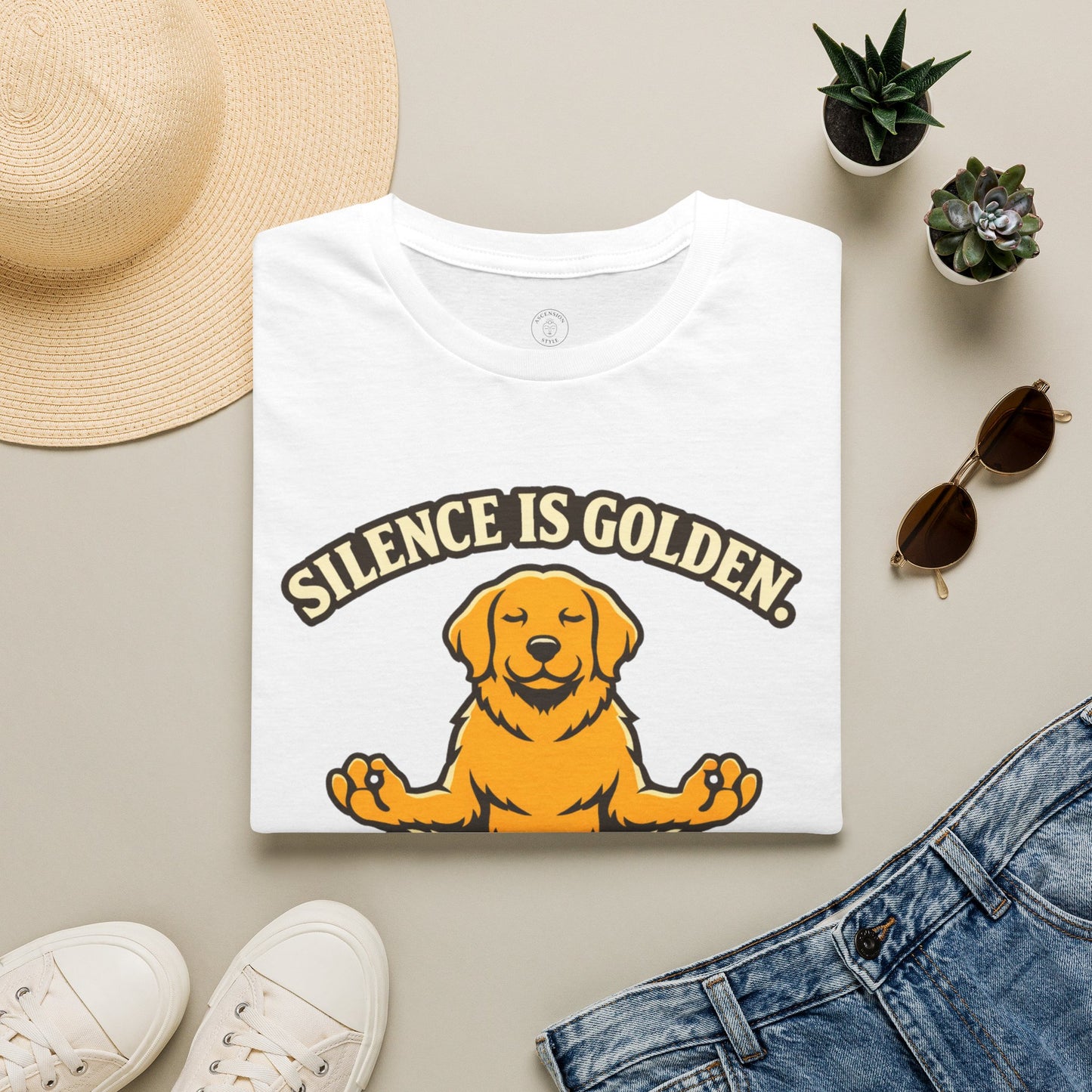 Silence Is Golden Meditating Dog T-Shirt