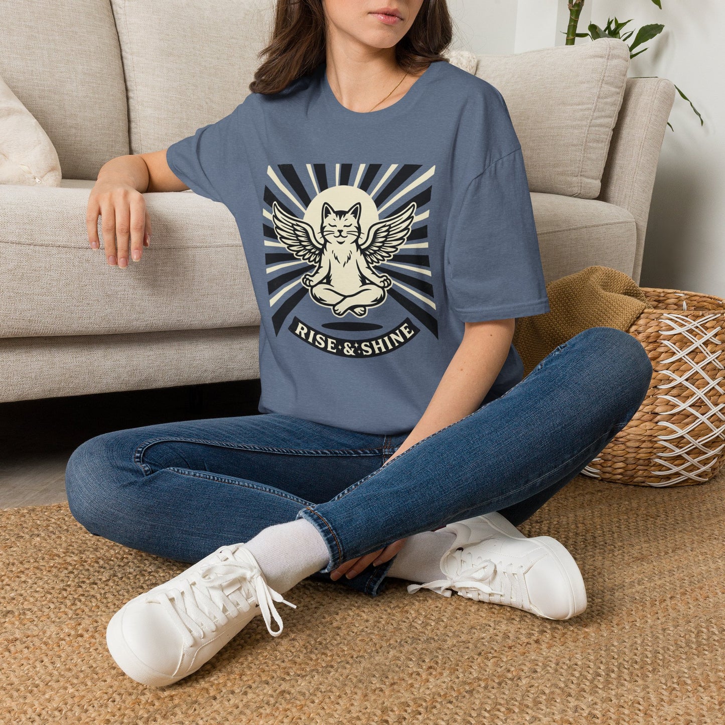 Rise & Shine Meditation Cat T-Shirt