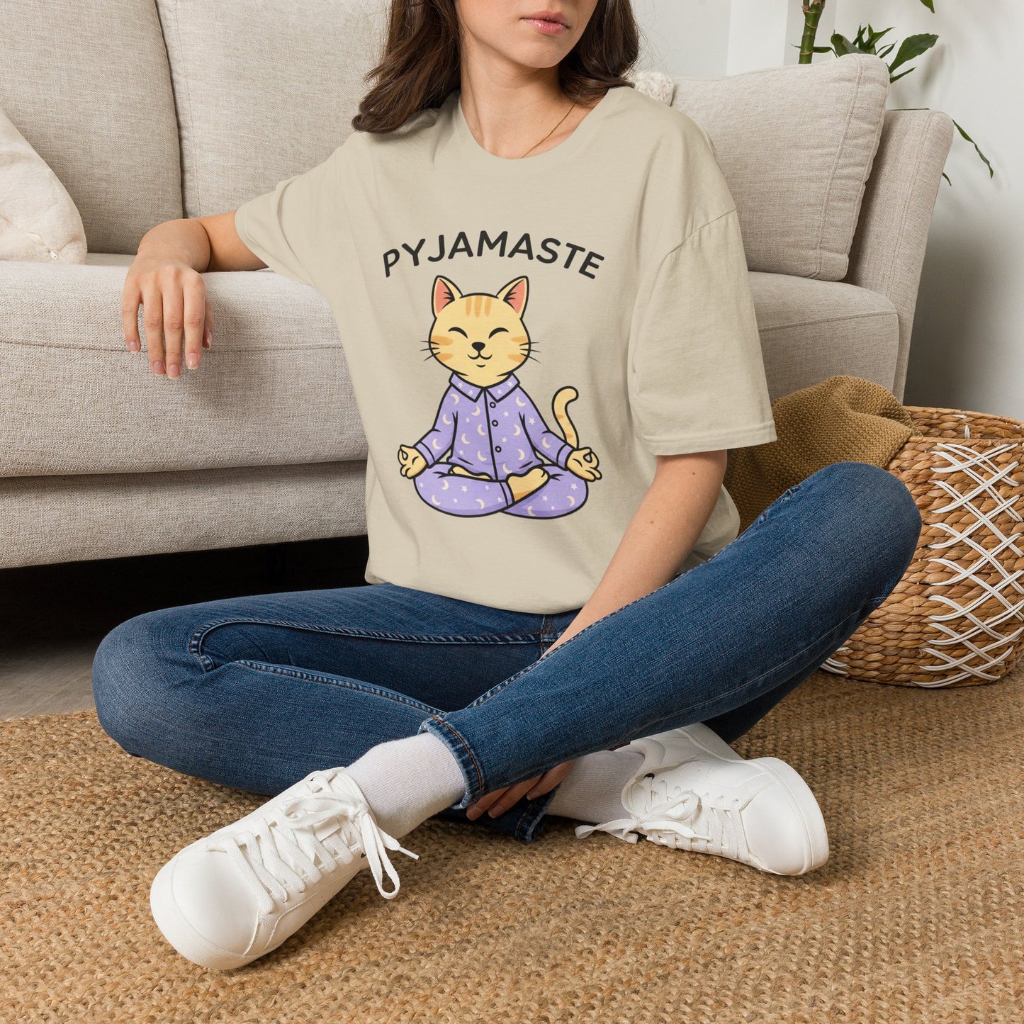 Pyjamaste Meditating Cat T-Shirt