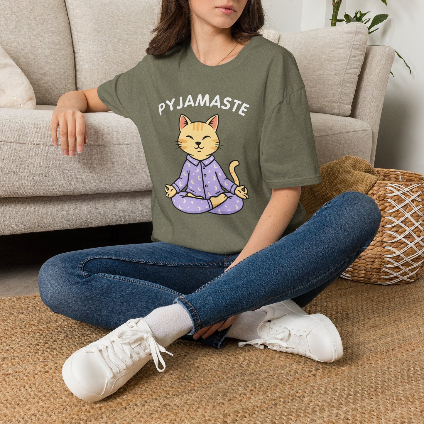 Pyjamaste Meditating Cat T-Shirt