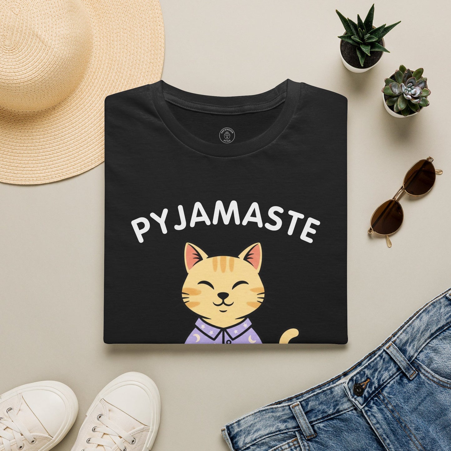 Pyjamaste Meditating Cat T-Shirt