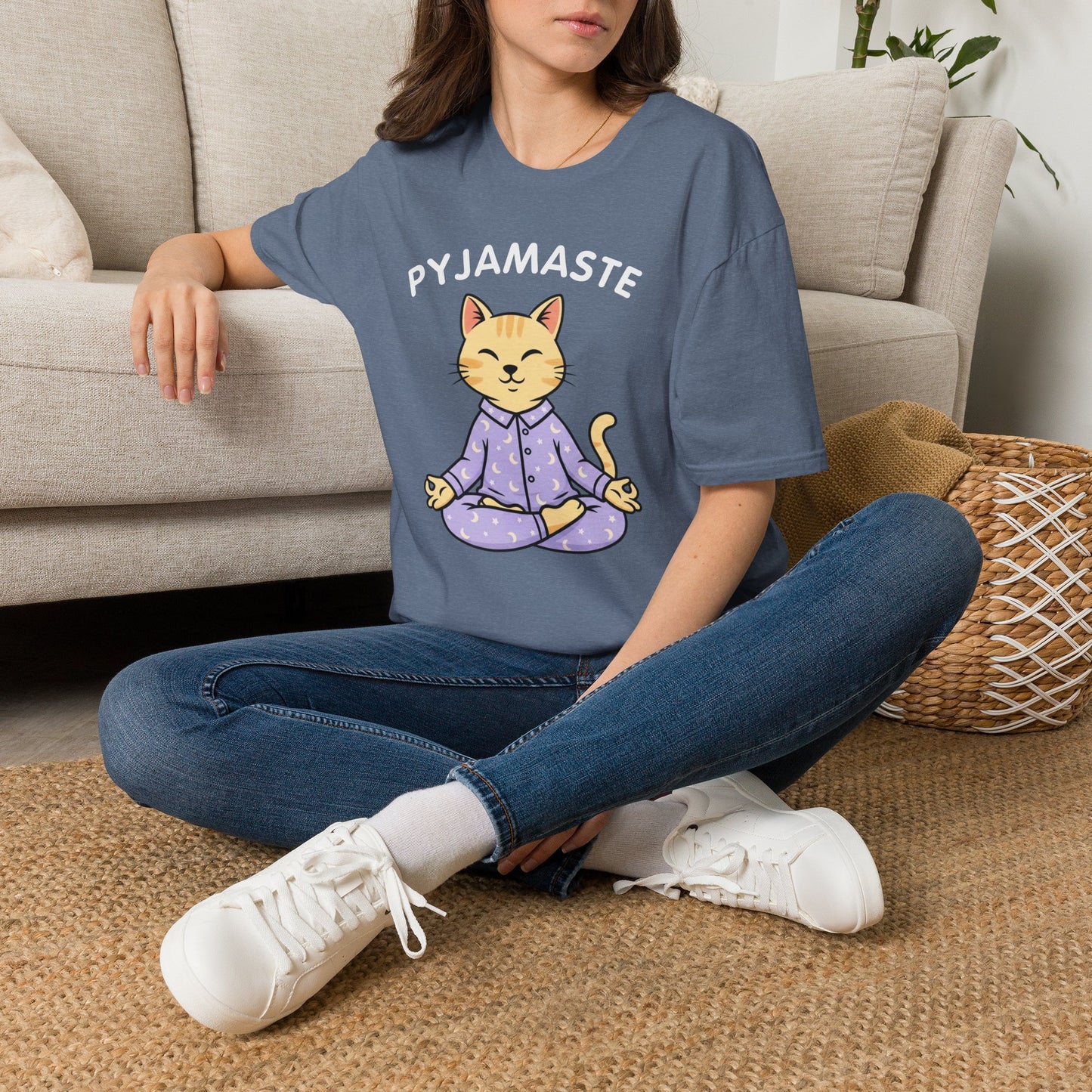 Pyjamaste Meditating Cat T-Shirt
