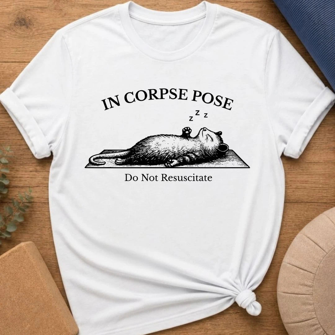 Corpse Pose Yoga Possum T-Shirt