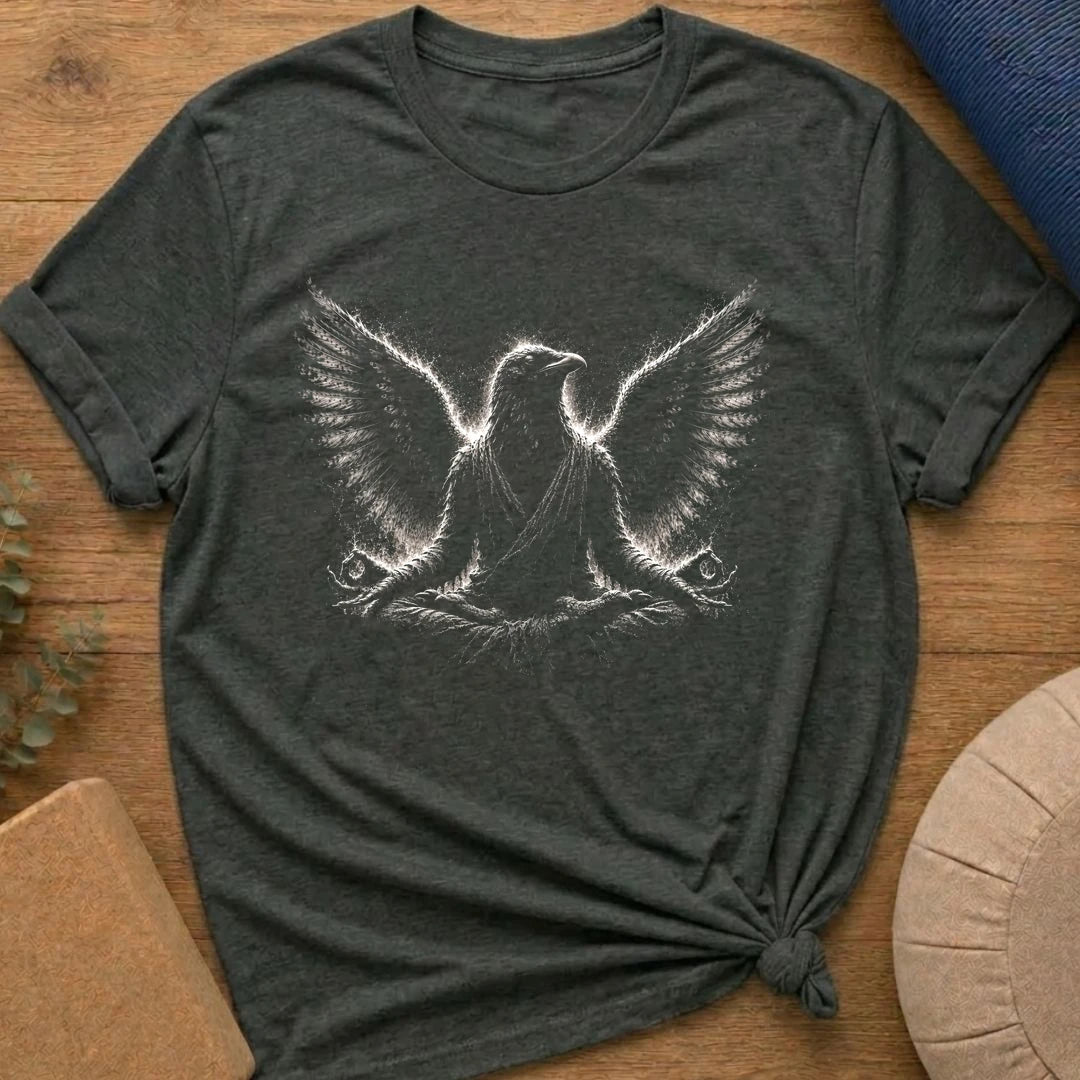 Vintage Lotus Pose Raven T-Shirt