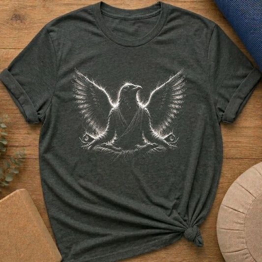 Vintage Lotus Pose Raven T-Shirt